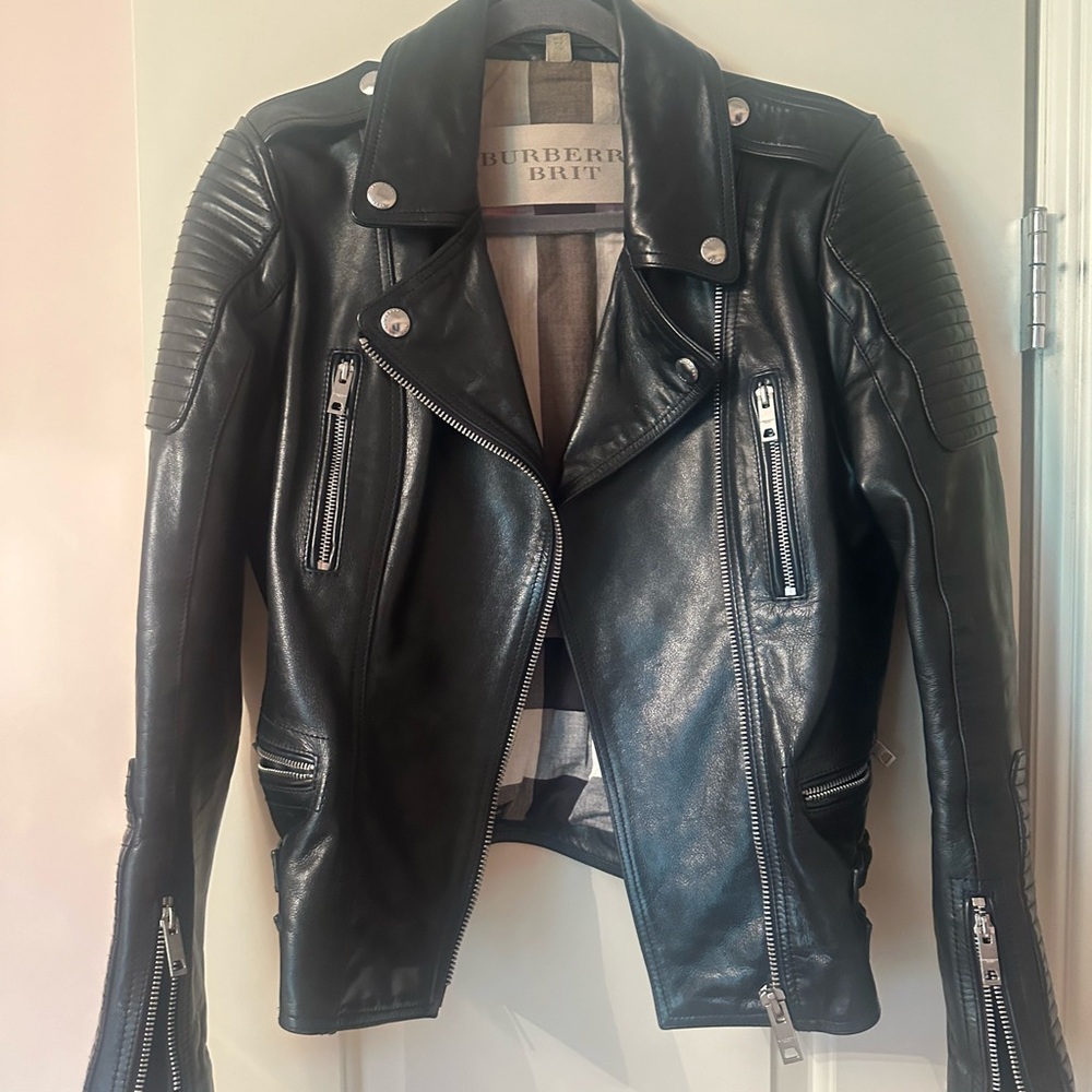 Women’s Burberry Moto jacket leather and silverware